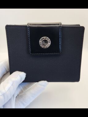 Bulgari Black Leather Compact Wallet